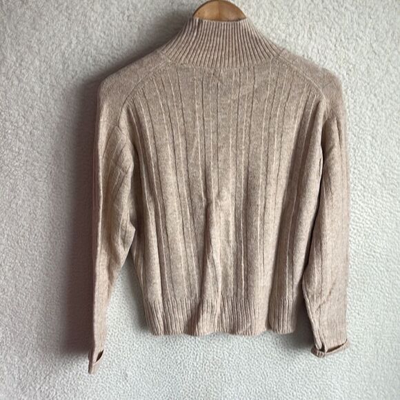 J Crew Size Small Ribbed‎ mockneck sweater in Supersoft yarn Womens Camel - Picture 3 of 8